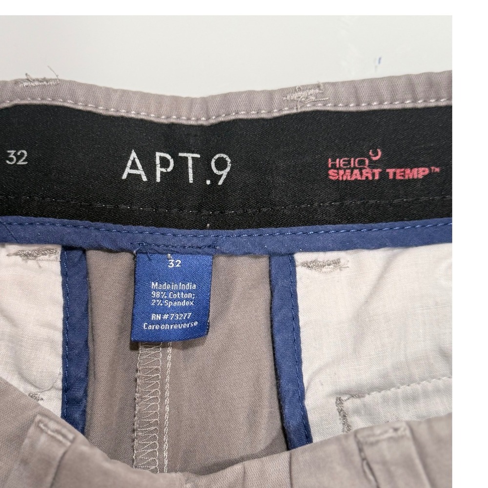 Apt 9 Mens 32 Chino Shorts Gray HeiQ Smart Temp Stretch Summer Normcore Preppy - Picture 4 of 6